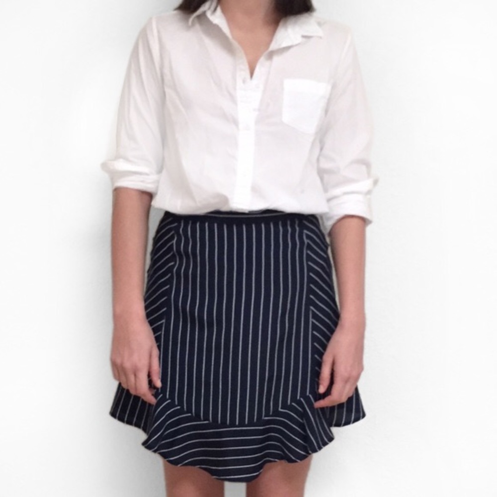 J Crew pinstripe baseball swing mini ruffle skirt - Picture 3 of 4